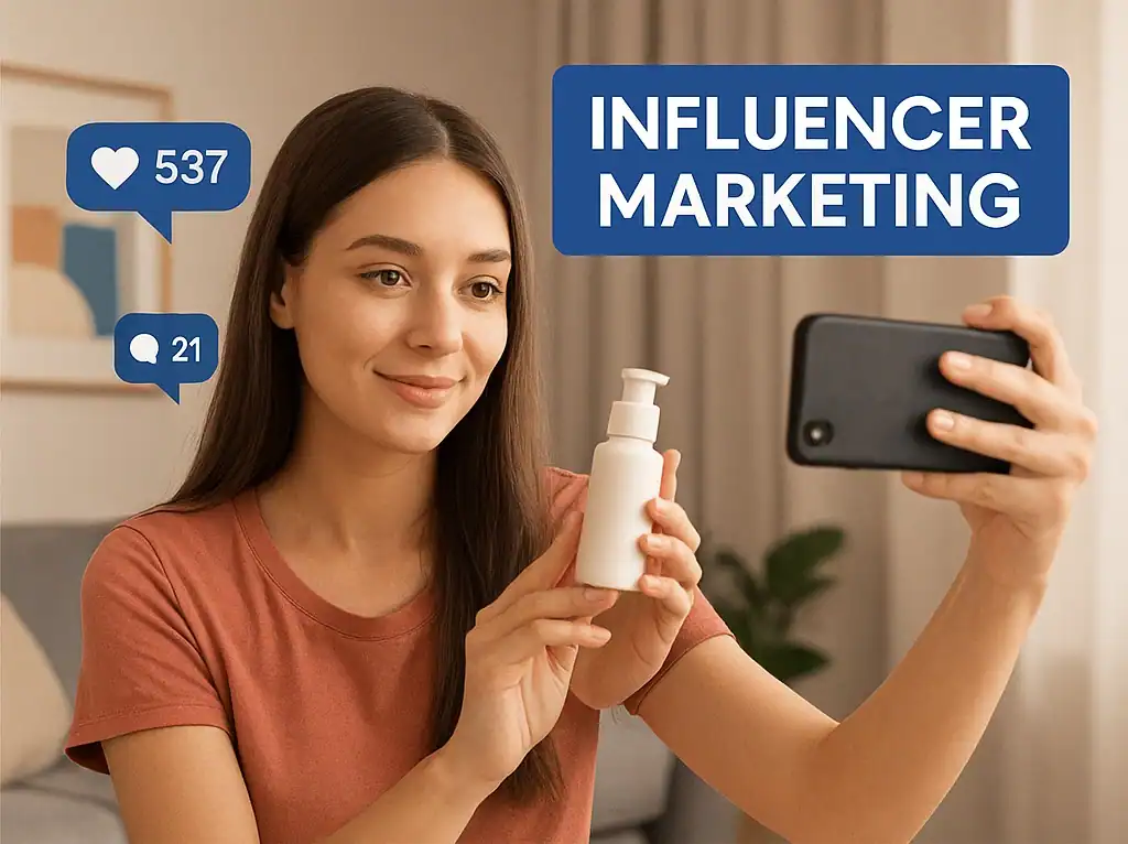 Influencer marketing example with product promotion on social media