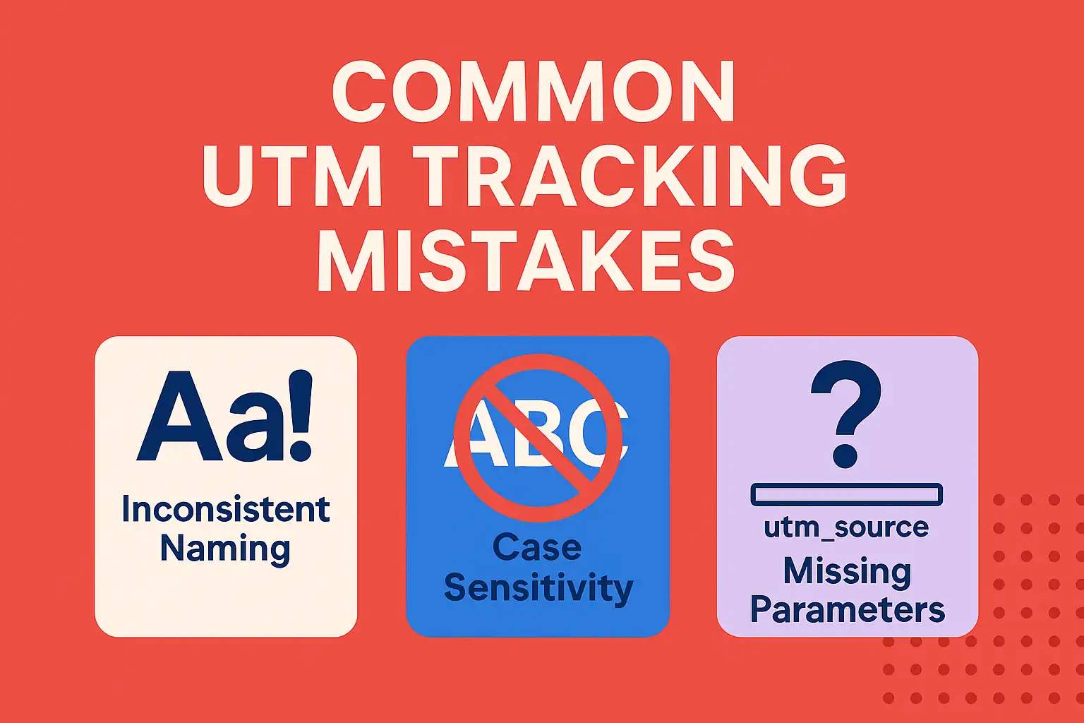 Infographic showing common UTM code mistakes and their impact on marketing data accuracy